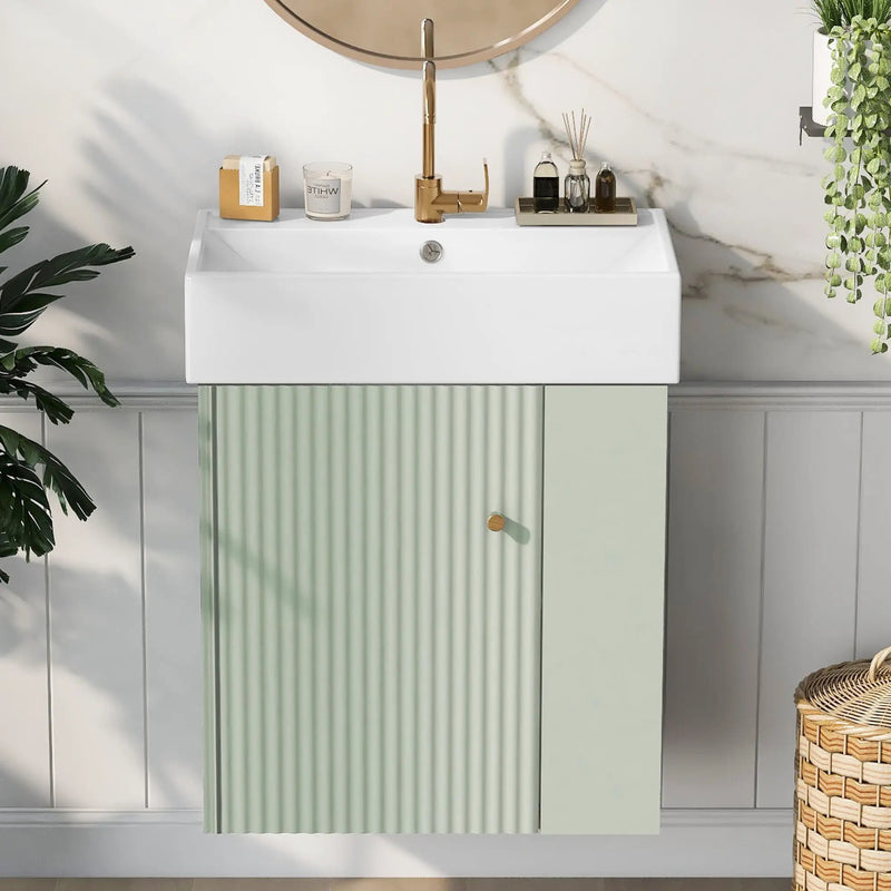 Modern Floating Bathroom Vanity With Ceramic Basin Perfect For Small Bathrooms by HouseOfZazla