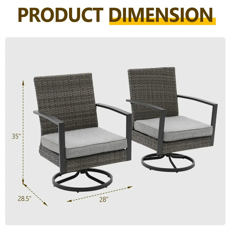 Swivel Rocker Patio Chairs With Cushions, All Weather (Set of 2) - Gray by HouseOfZazla