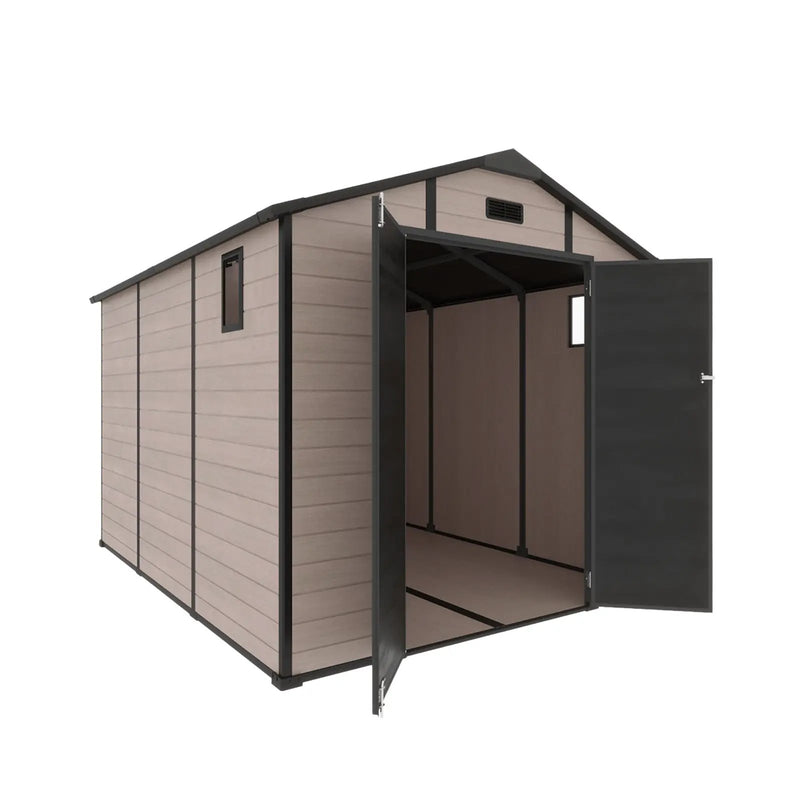 8x10 FT Plastic Outdoor Storage Shed - Lockable Resin Tool Shed by HouseOfZazla