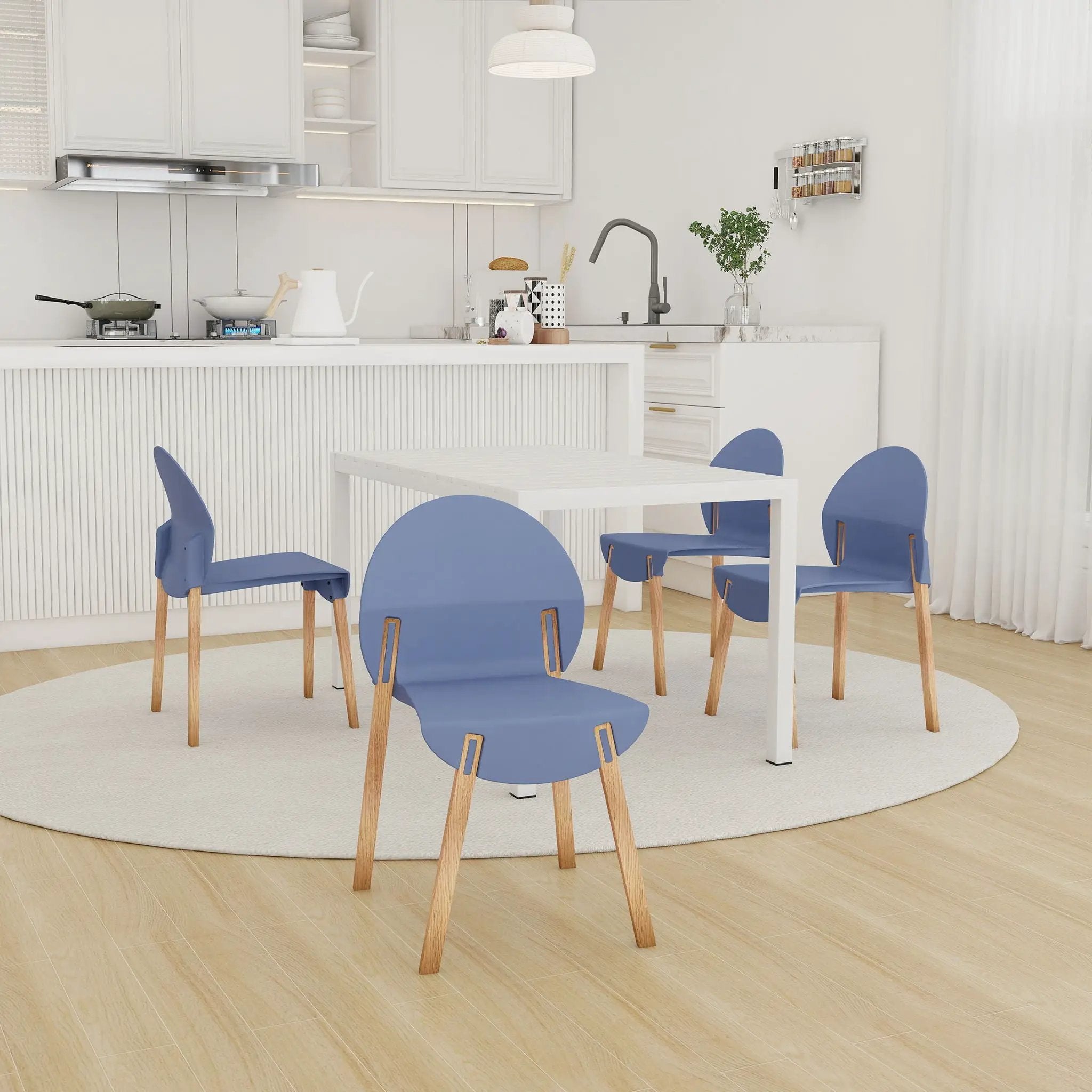 4 Piece Set Of Single Chairs With Long Table by Unique Piece Furniture