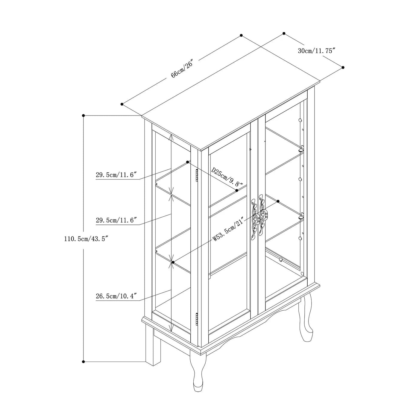 Curio Cabinet Lighted Curio Diapaly Cabinet With Adjustable Shelves And Mirrored Back Panel, Tempered Glass Doors (3 Tier), (E26 Light Bulb Not Included) by Unique Piece Furniture