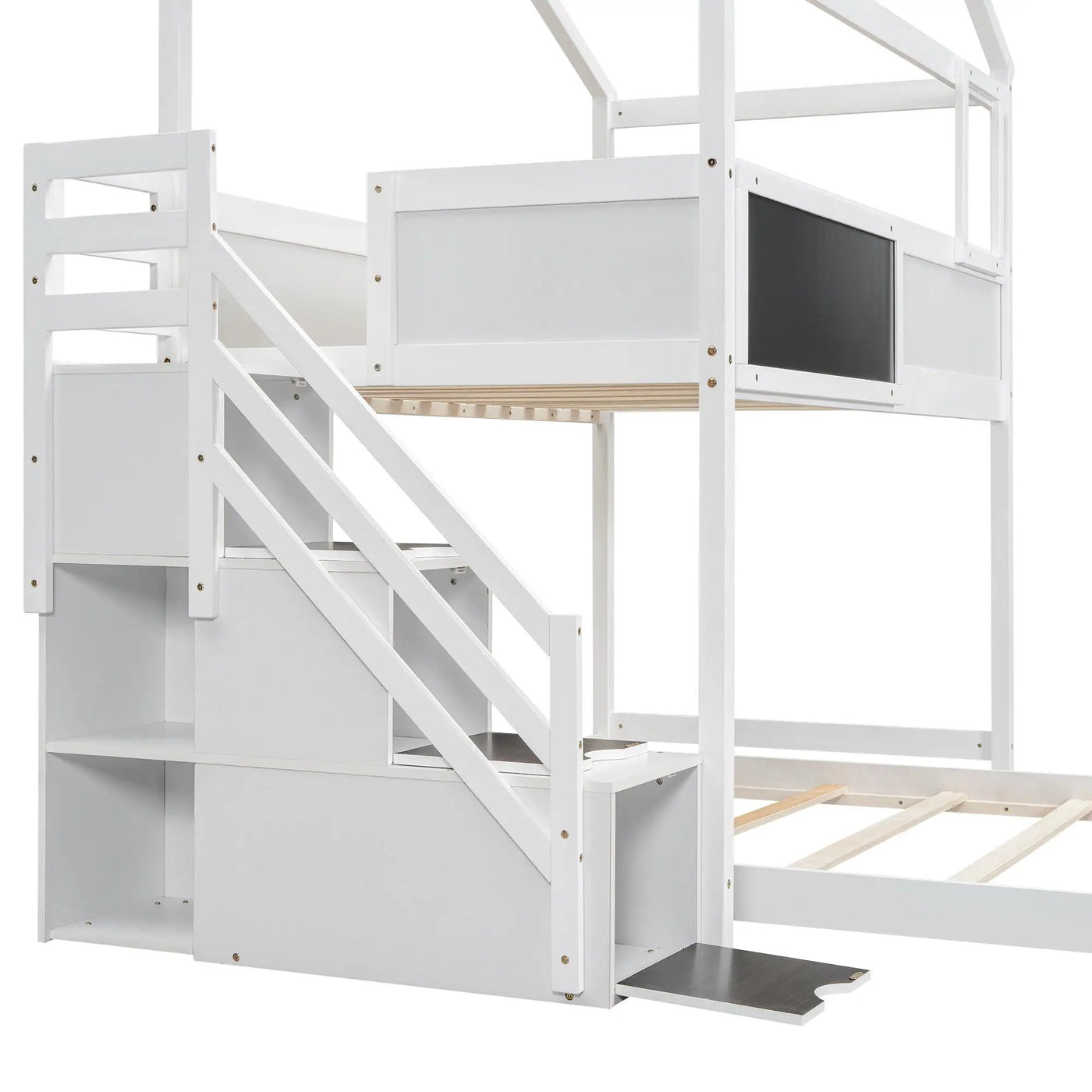 House Style Bunk Bed With Storage Staircase And board by Unique Piece Furniture