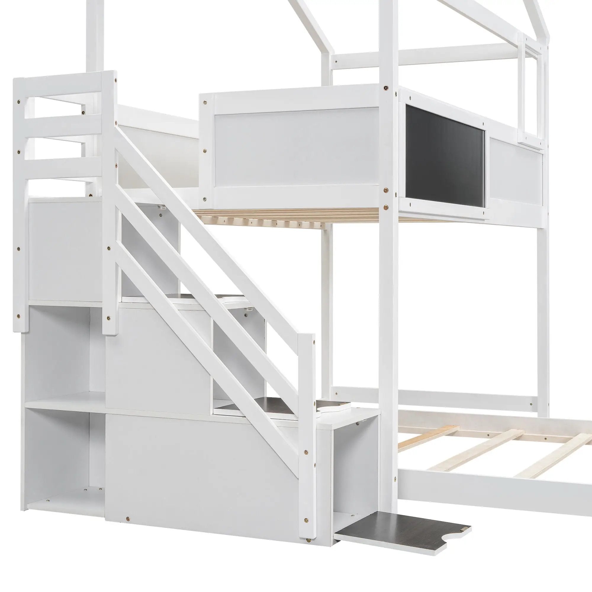 House Style Bunk Bed With Storage Staircase And board by Unique Piece Furniture