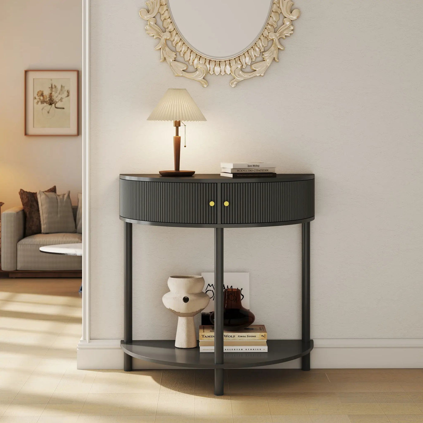 Demi Lune - Console Table With 2 Storage Drawers by Unique Piece Furniture