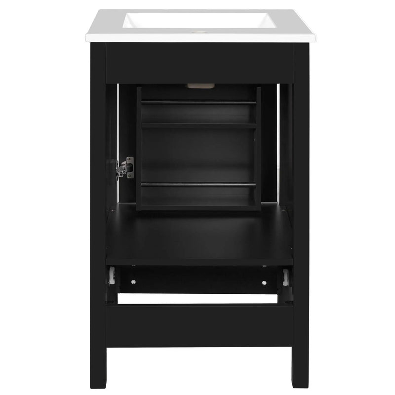 Bathroom Vanity With Ceramic Sink, Soft Close Drawers, Door Organizer, Divider Drawer, Adjustable Foot Pads by HouseOfZazla