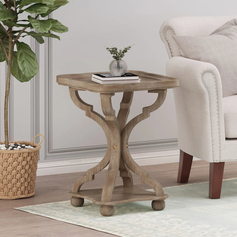 French Country Accent Table With Hourglass Design - Natural by HouseOfZazla
