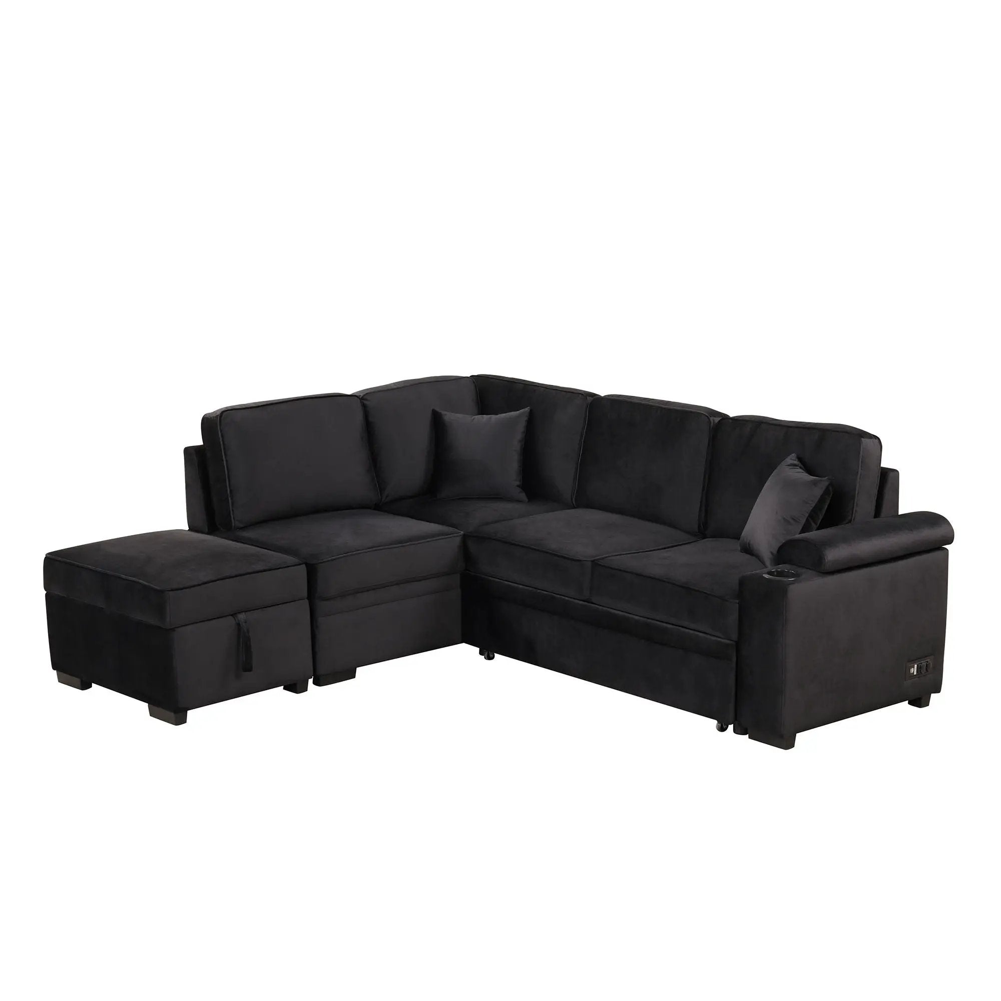 Sleeper Sofa Bed, 2 In 1 Pull Out Sofa Bed L Shape Couch With Storage Ottoman For Living Room, Bedroom Couch And Small Apartment by HouseOfZazla