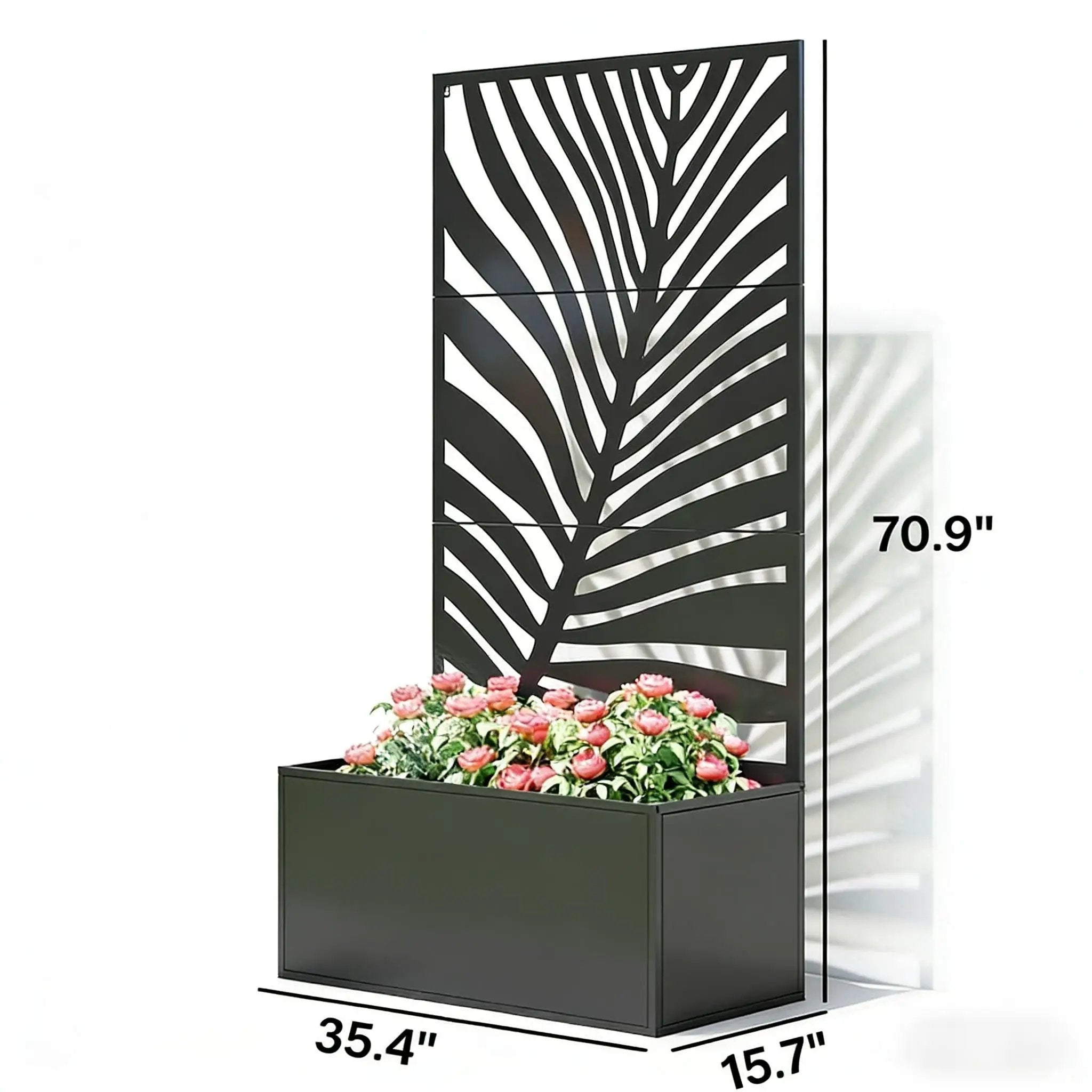 Outdoor Raised Garden Bed with Privacy Screen and Metal Planter Box by HouseOfZazla