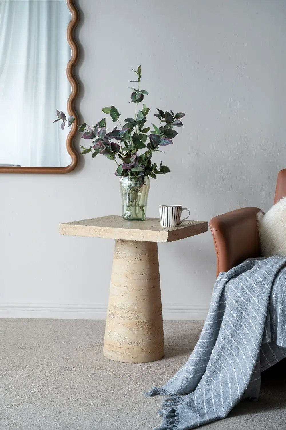Square Side Table With Pedestal Base by Unique Piece Furniture