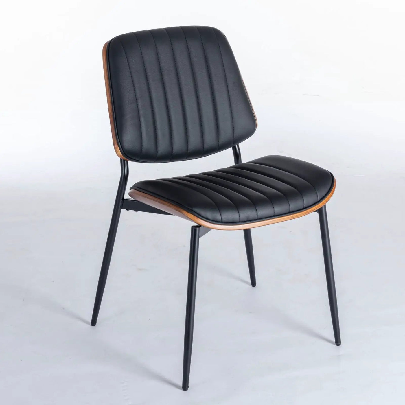 Dining Chairs (Set of 2) Mid-Century Modern Retro Chair With Walnut Bentwood Back Upholstered Seat Metal Legs Adjustable Foot For Kitchen Dining Room Chairs by Unique Piece Furniture