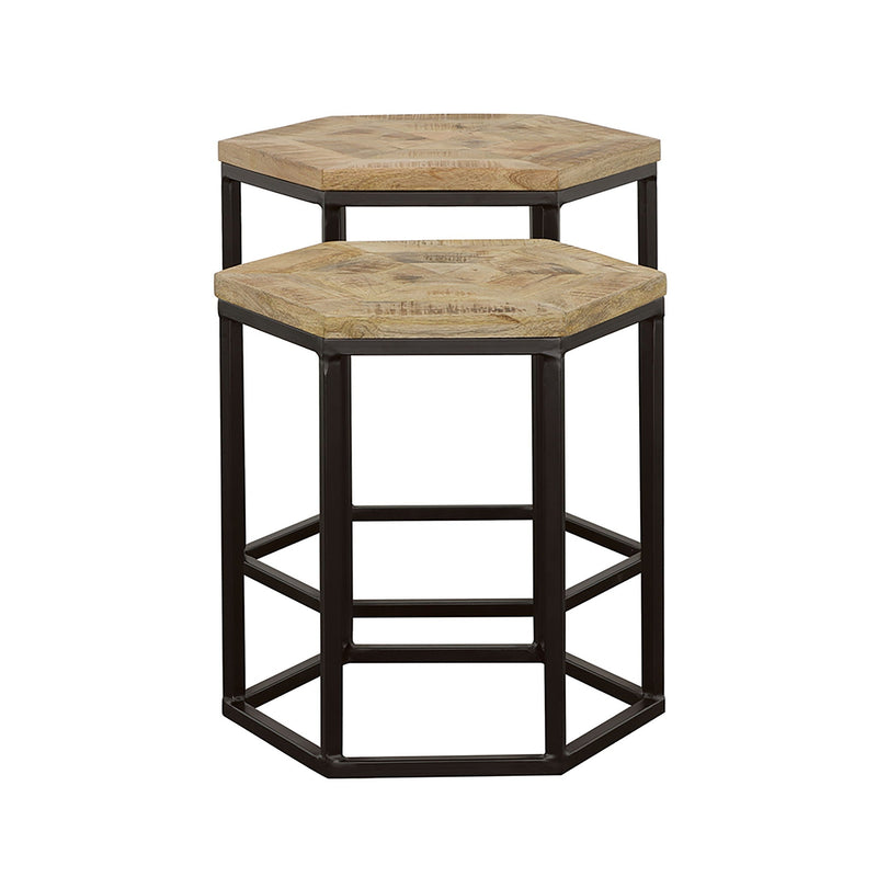 2 Piece Nesting Table With Hexagon Base - Brown by HouseOfZazla