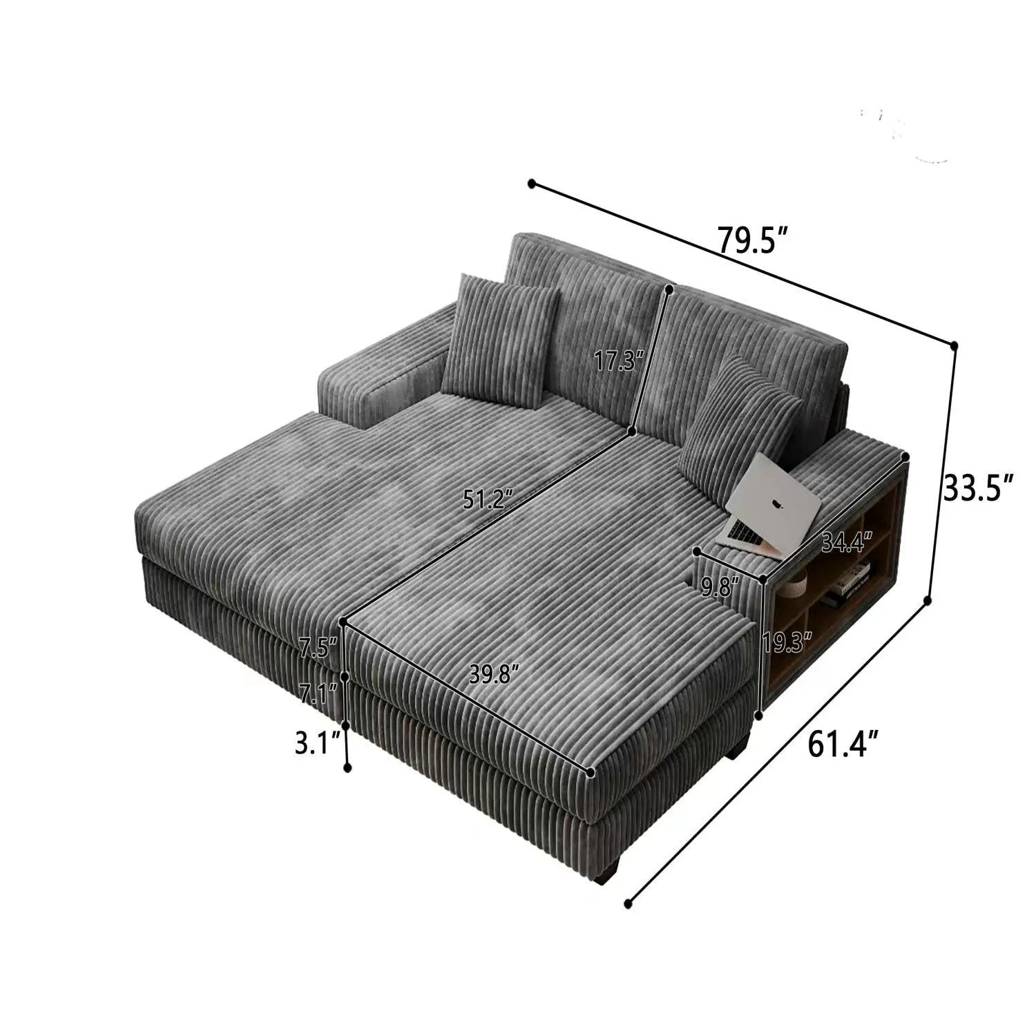 Convertible Sectional Sofa, Sleeper Oversized Living Room Lounge by Unique Piece Furniture