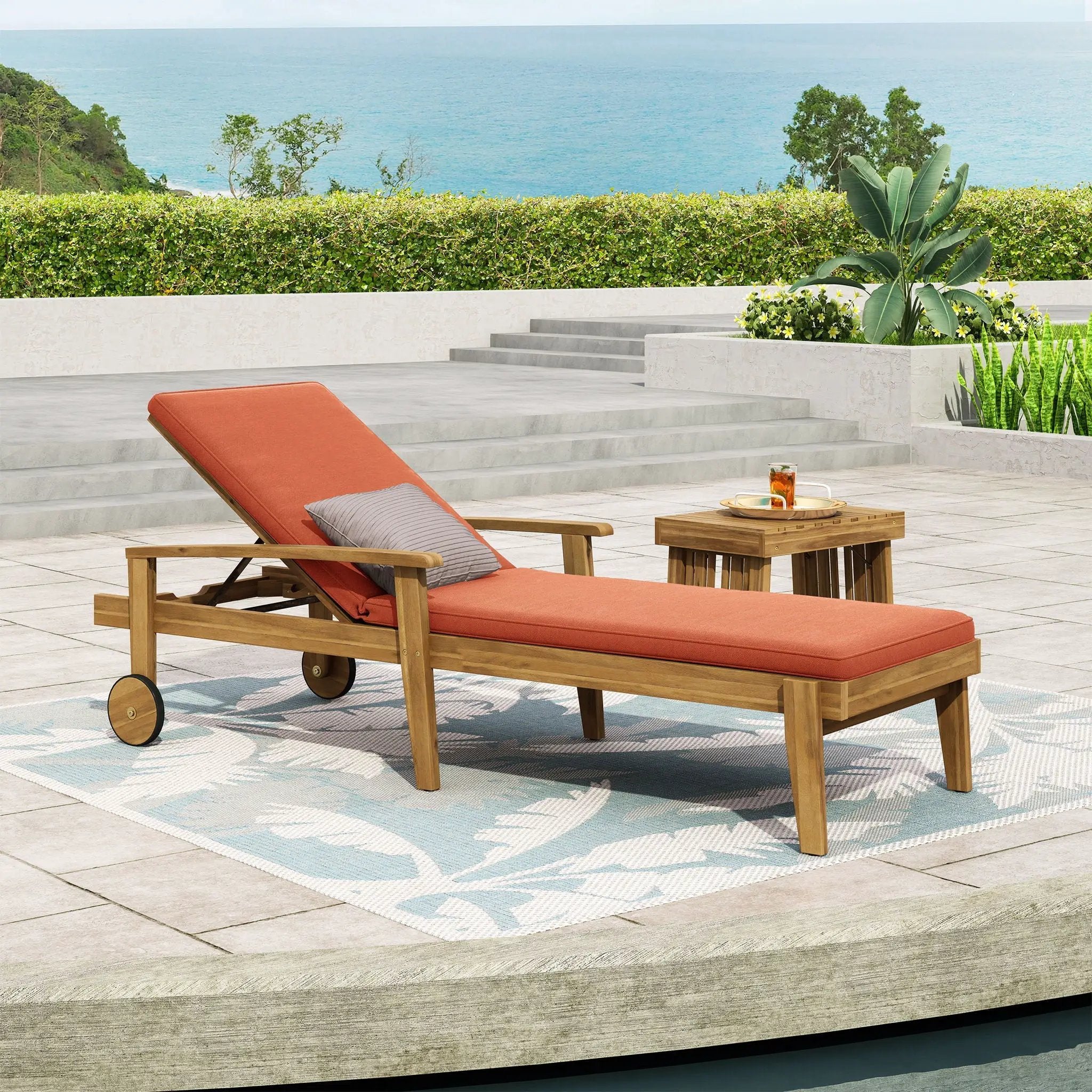 Jason Chaise Lounge Adjustable Acacia Wood Outdoor Furniture by HouseOfZazla
