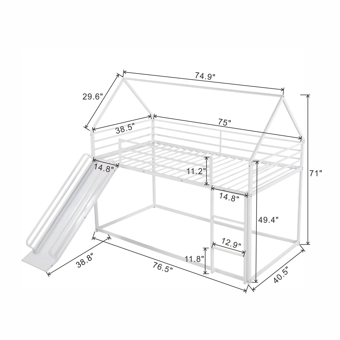 Twin Over Twin House Bunk Bed With Ladder And Slide by Unique Piece Furniture