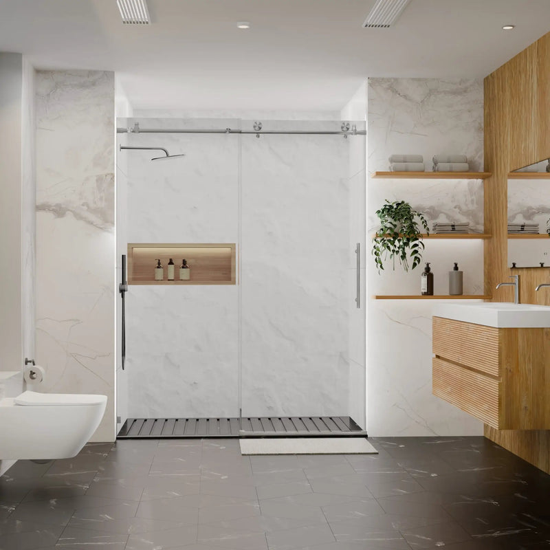 56-60"W x 76"H Frameless Sliding Shower Door by HouseOfZazla