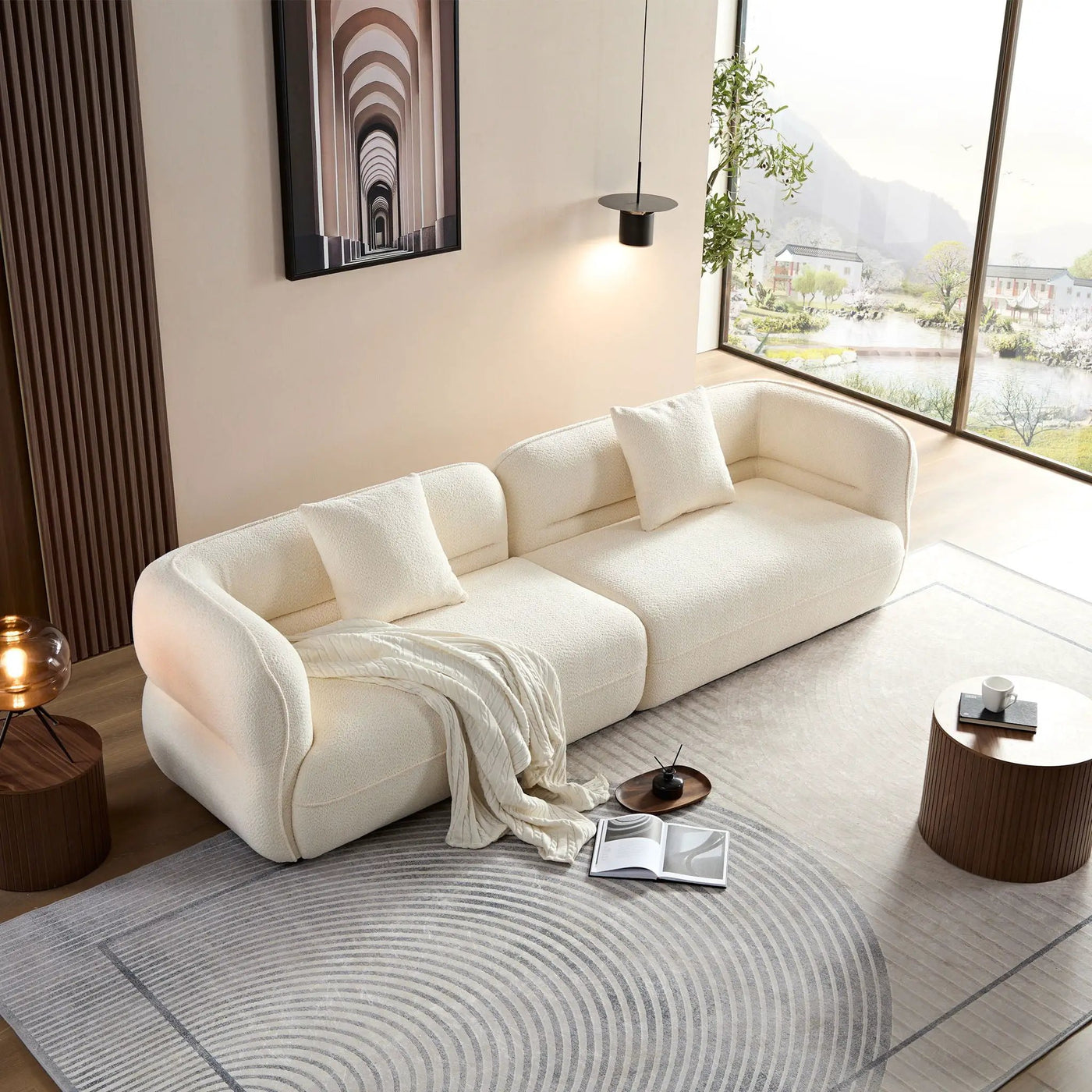 Sectional Sofa With Durable Fabric, Solid Wood Frame, And High Density Sponge Fill by Unique Piece Furniture