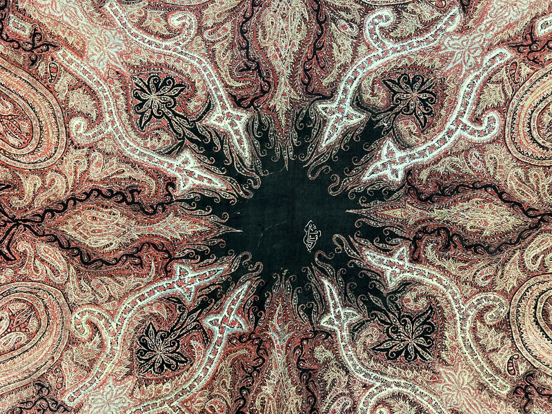 Antique Indian Kashmiri Shawl, Needlework, Signed By Masterweaver, Handmade, Rare by Jewel Rugs