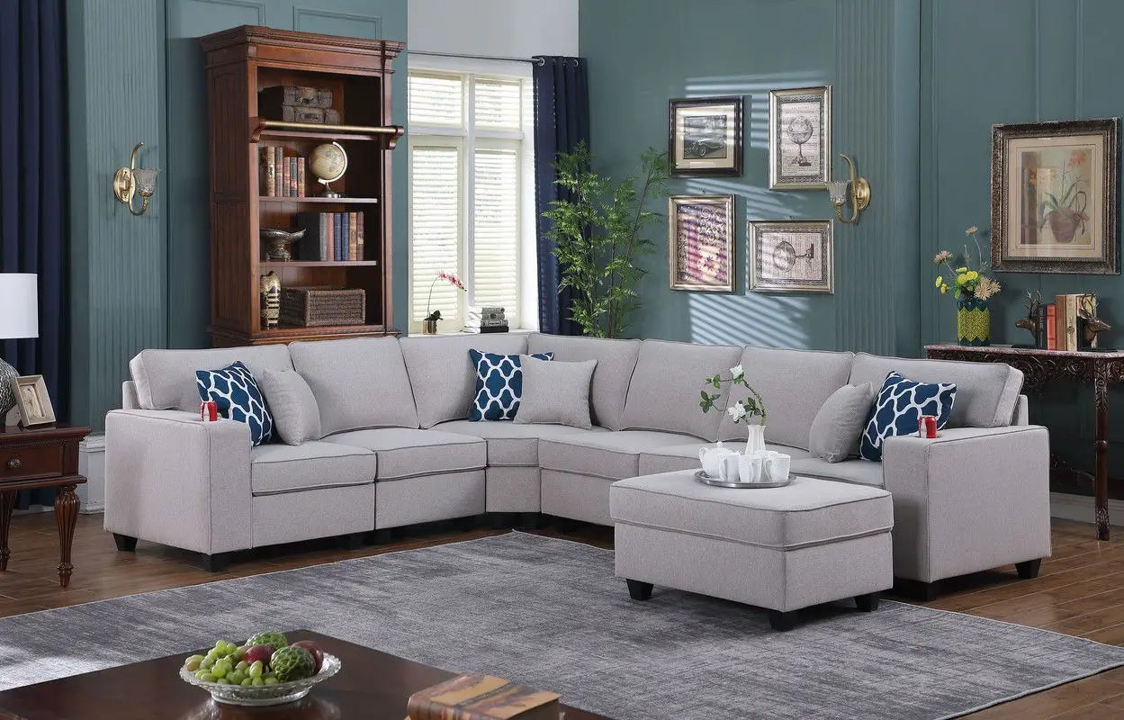 Cooper - Comfort Sectional Sofa With Ottomans And Cupholder by HouseOfZazla