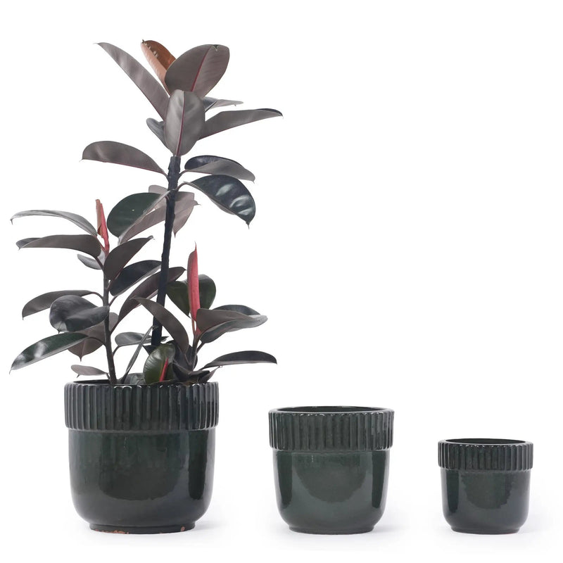 Handmade Ceramic Planter Set of 3, 15/12/9 Inch Diameter, Dark by HouseOfZazla
