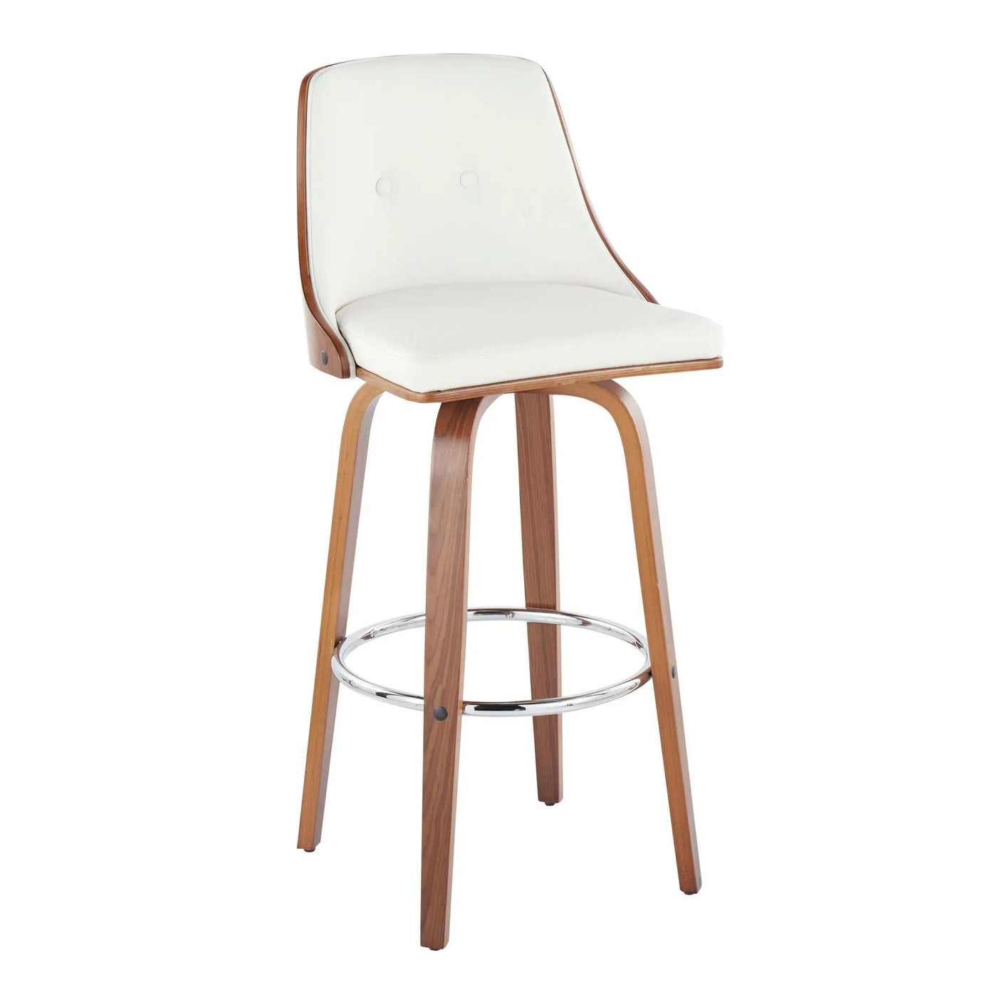 Gianna - Mid Century Modern Fixed Height Barstool With Swivel With Round Footrest (Set of 2) by HouseOfZazla
