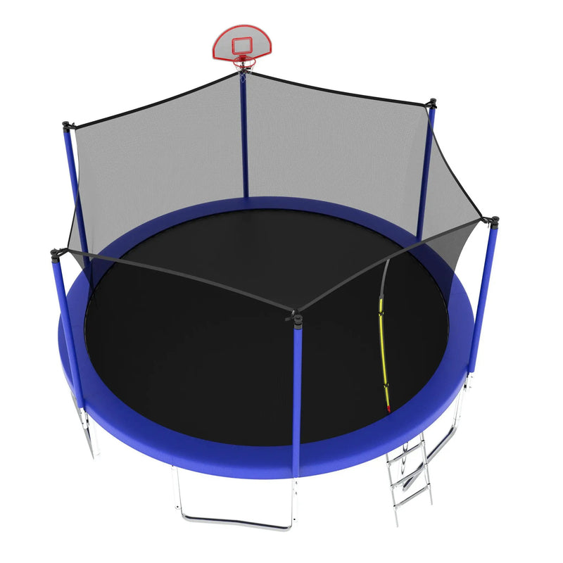 14Ft For Kids Children With Safety Enclosure Net Outdoor Backyards Large Recreational Trampoline - Blue by HouseOfZazla