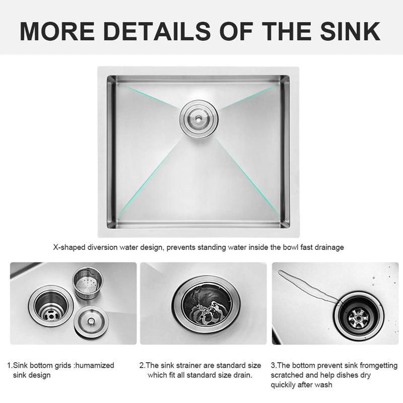 Undermount Steel Kitchen Sink, Deep Single Bowl Basin by HouseOfZazla