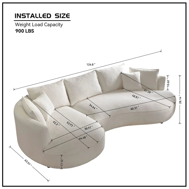 Curved Sofa with Ingenious Shape in Beige by HouseOfZazla