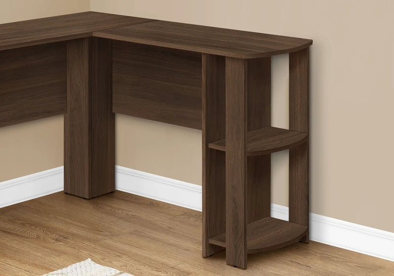 Computer Desk, Home Office, Corner, Storage Shelves, L Shape, Laptop, Contemporary & Modern - Walnut by Unique Piece Furniture
