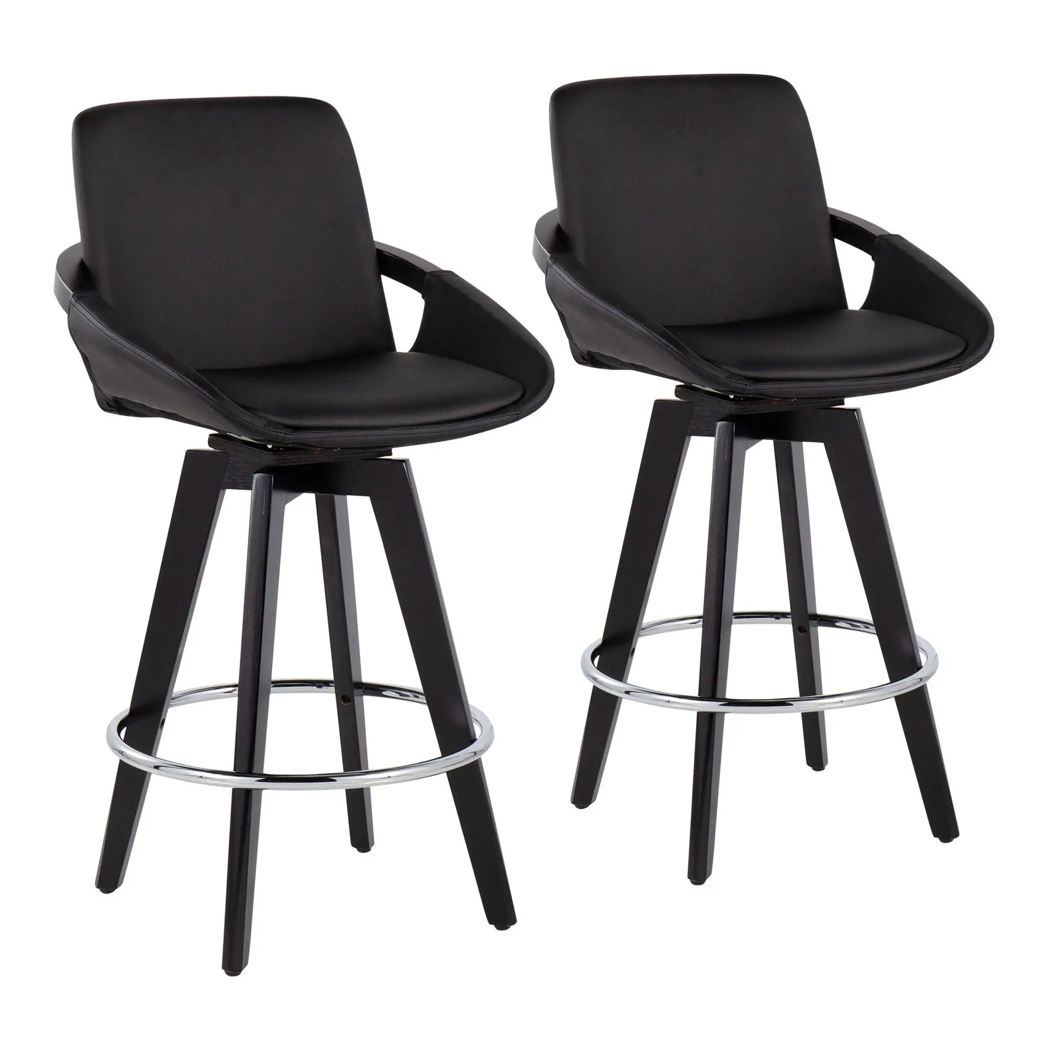 Cosmo - Contemporary Fixed Height Counter Stool With Swivel And Round Footrest (Set of 2) by HouseOfZazla