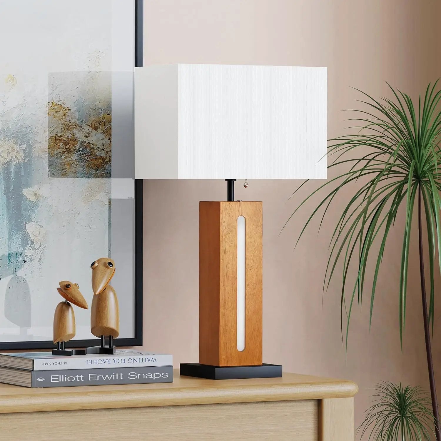 Table Lamps Set of 2, Modern Dimmable Bedside Lamps with Linen Shades by HouseOfZazla