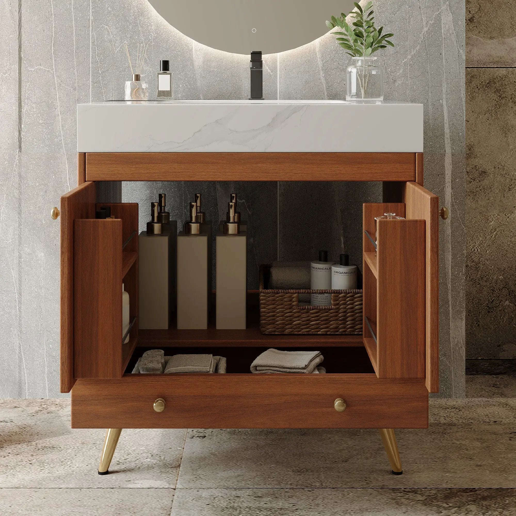 Mid-Century Free-Standing Bathroom Vanity by HouseOfZazla