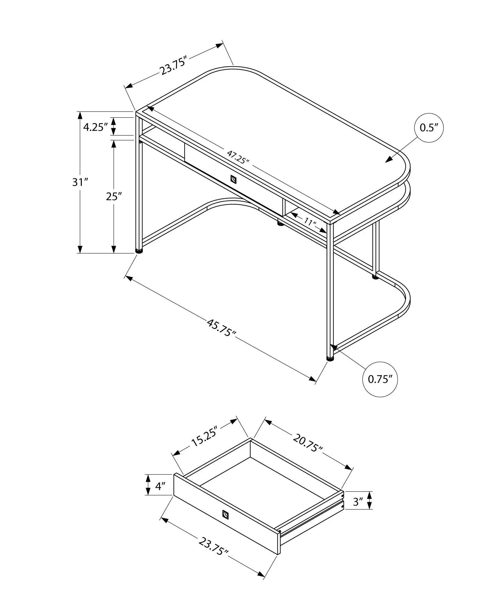 Computer Desk For Home Office, Laptop, Storage Drawers, Contemporary And Modern - White by HouseOfZazla