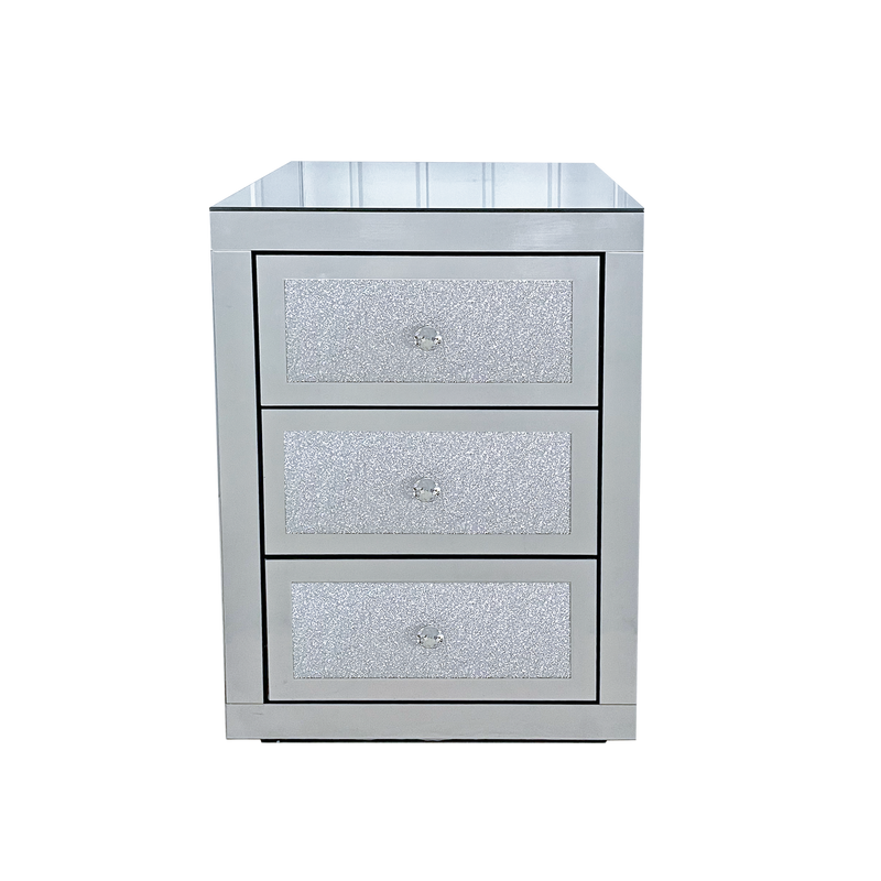 3-Drawer Mirrored Nightstand Bedside Table by HouseOfZazla