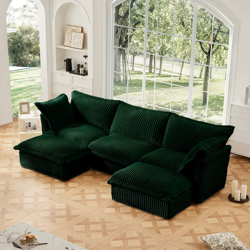Slipcovered U Shape Sectional Deep Seat Sofa by HouseOfZazla