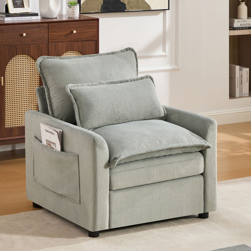 Modern Single Seat Accent Chair With Side Storage Pockets by HouseOfZazla