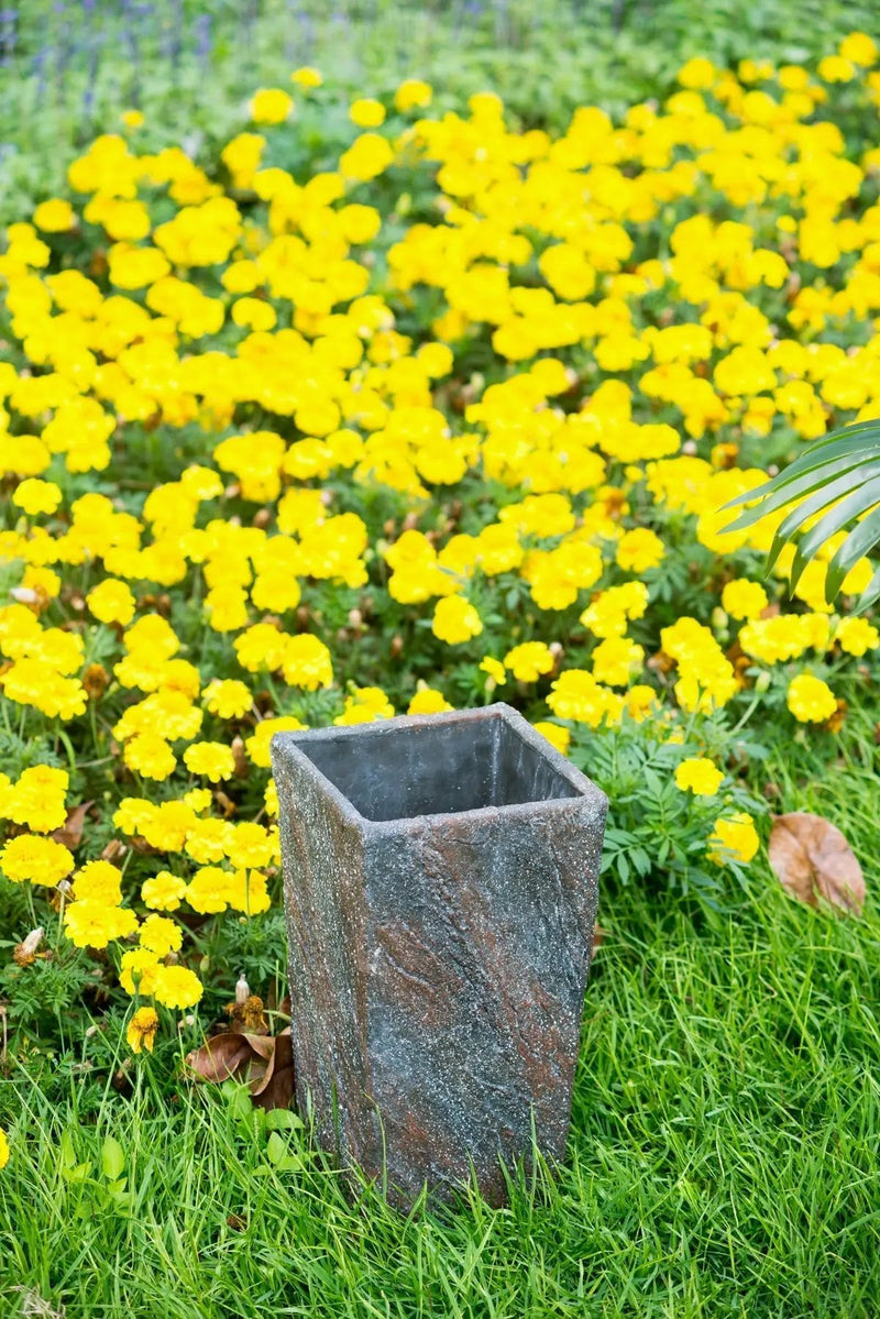 9.4x9.4x18.1' Cement Planter Large, Indoor Outdoor Garden Functional Decor by HouseOfZazla