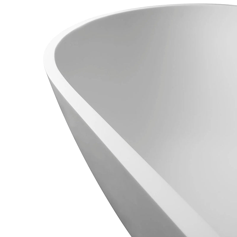 68.9" Freestanding Solid Surface Soaking Bathtub For Bathroom - Matte White