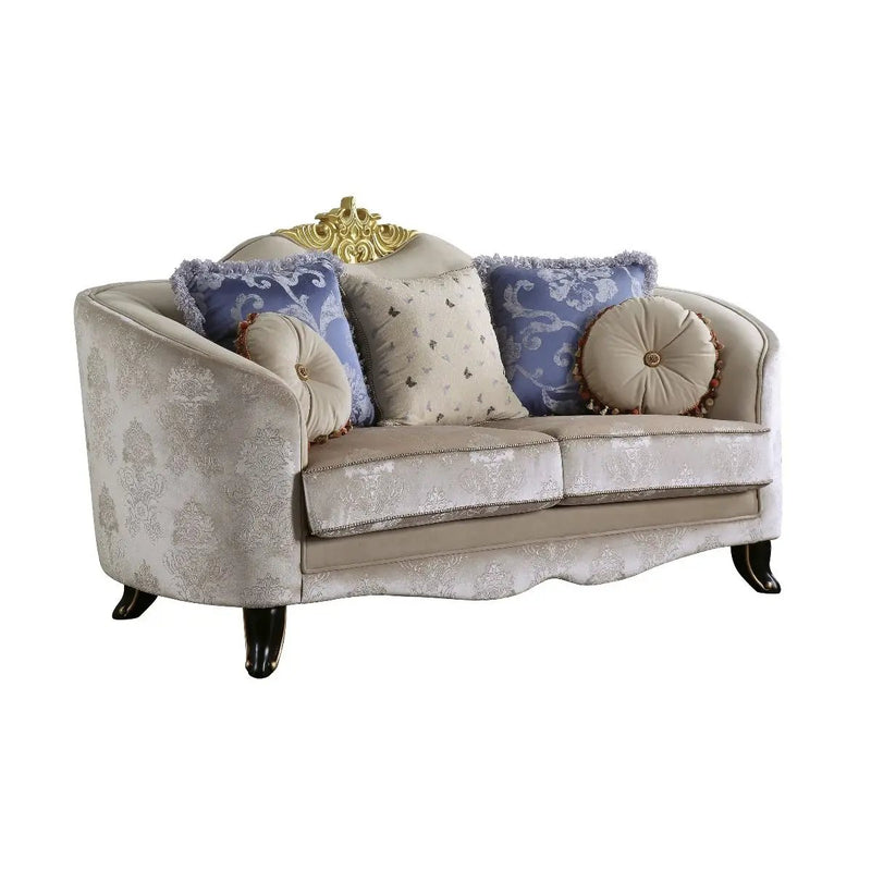 Sheridan - Loveseat With 5 Pillows - Cream Fabric by Unique Piece Furniture