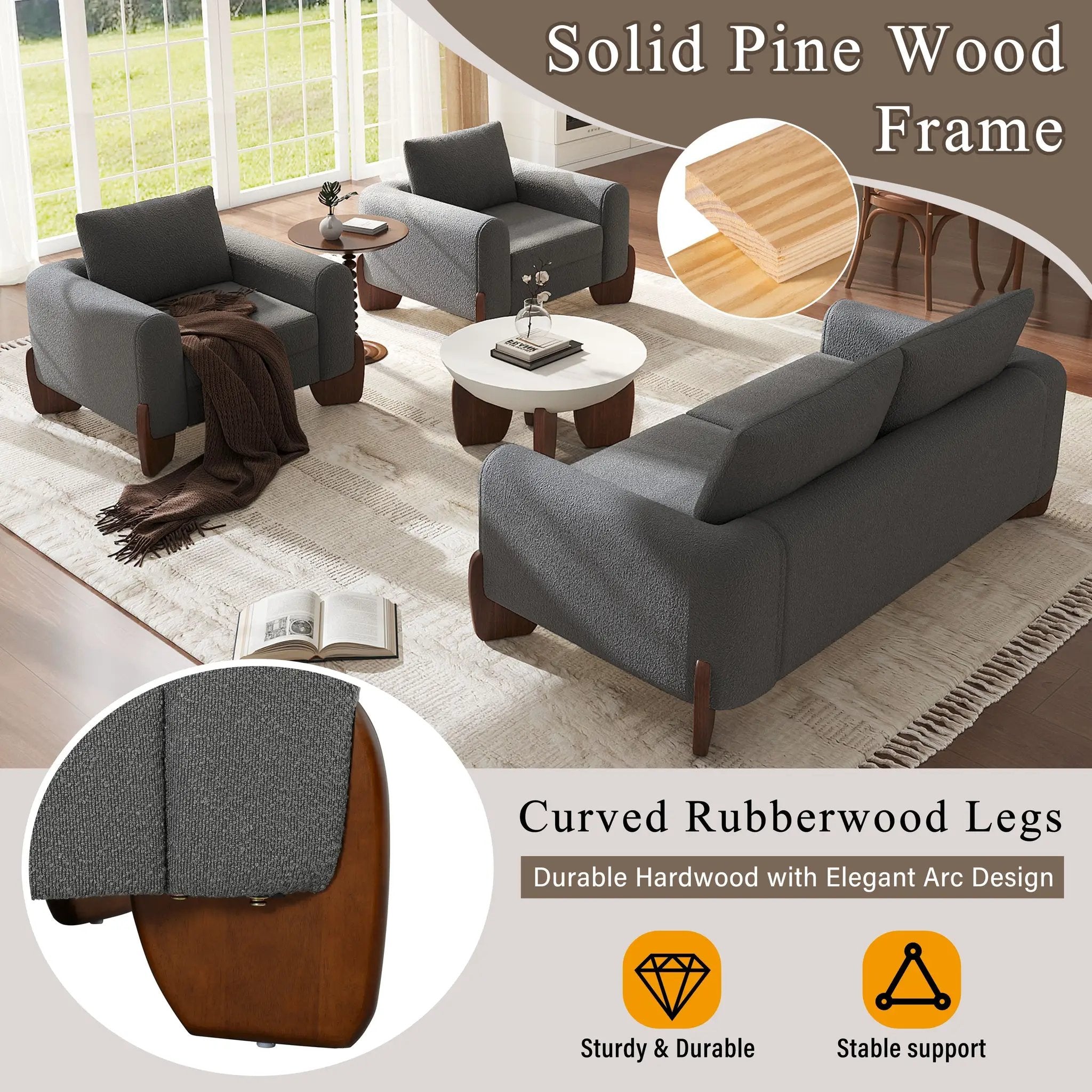 U_Style Modern 3-Piece Living Room Sofa Set by HouseOfZazla
