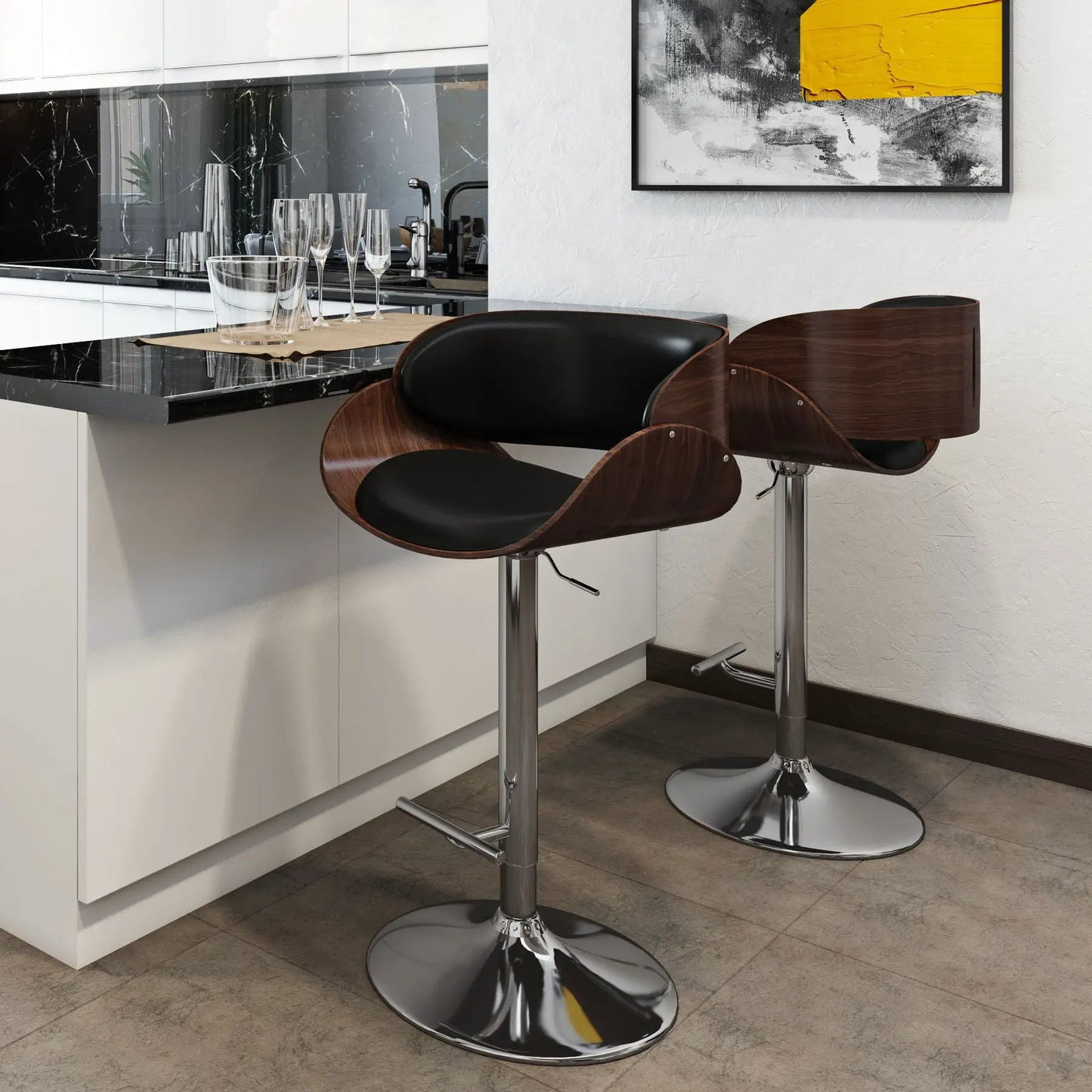 Amery - Mid Century Modern Adjustable Swivel Bar Stool by HouseOfZazla