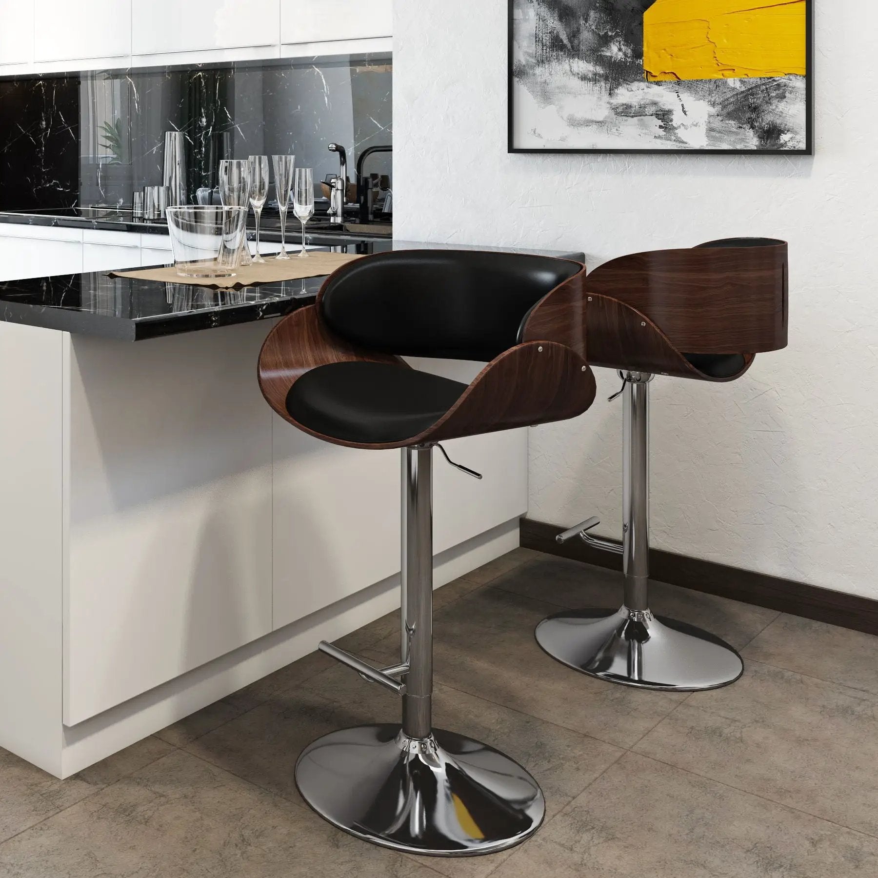 Amery - Mid Century Modern Adjustable Swivel Bar Stool by HouseOfZazla