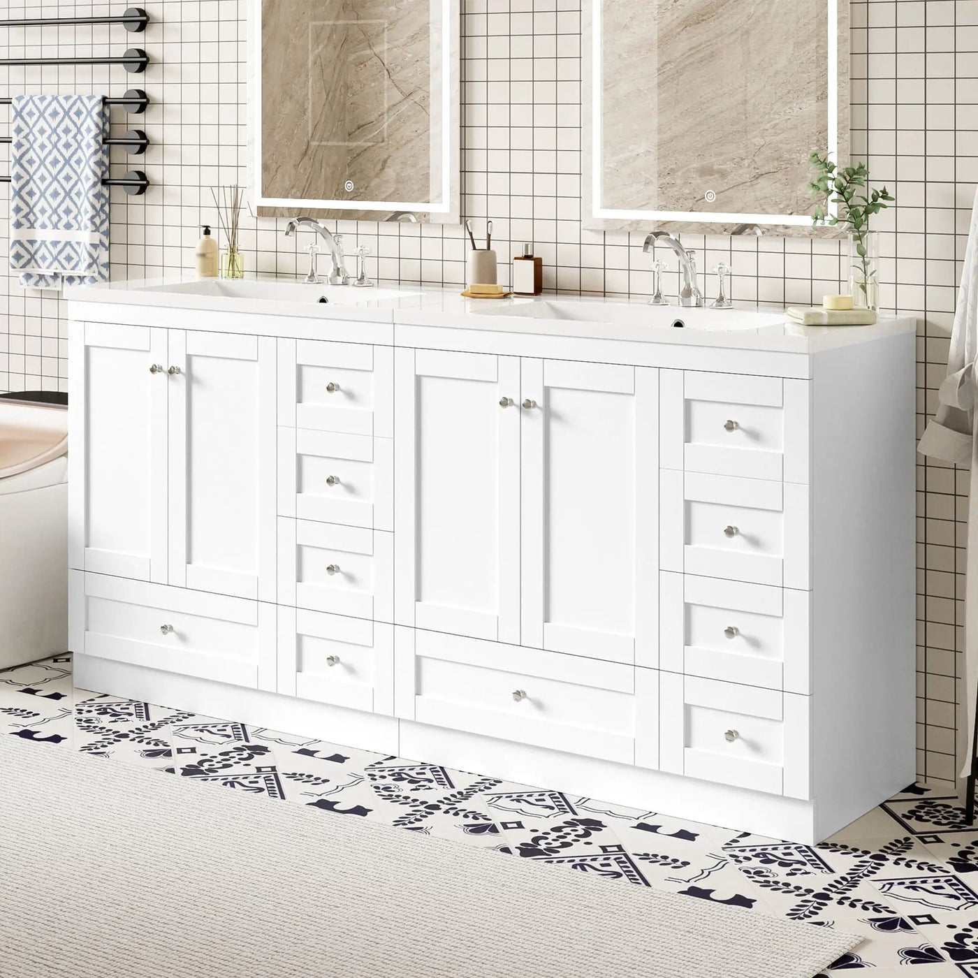 Shaker Free Standing Bathroom Vanity Cabinet & Sink, Soft Close Drawers, Soft Close Doors by Unique Piece Furniture
