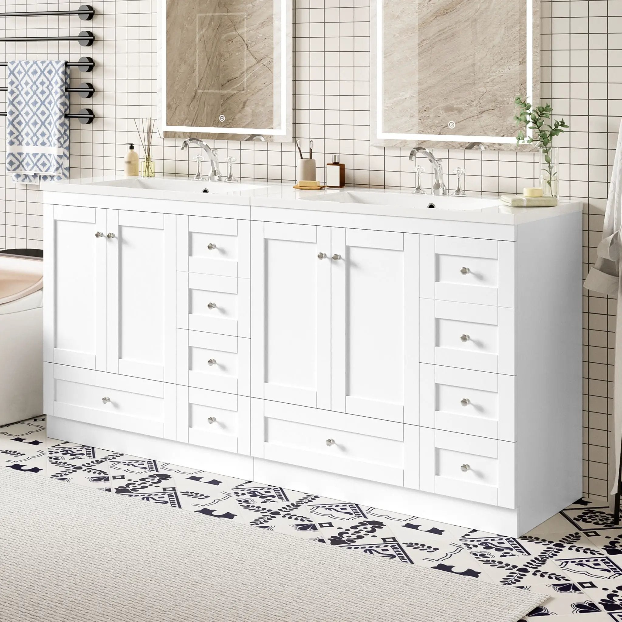 Shaker Free Standing Bathroom Vanity Cabinet & Sink, Soft Close Drawers, Soft Close Doors