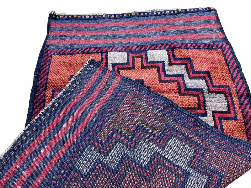 3X5 Vintage Handmade Tribal Wool Rug Balouchi Rug Afghan Rug Red 2' 8" X 4' 8" by Jewel Rugs