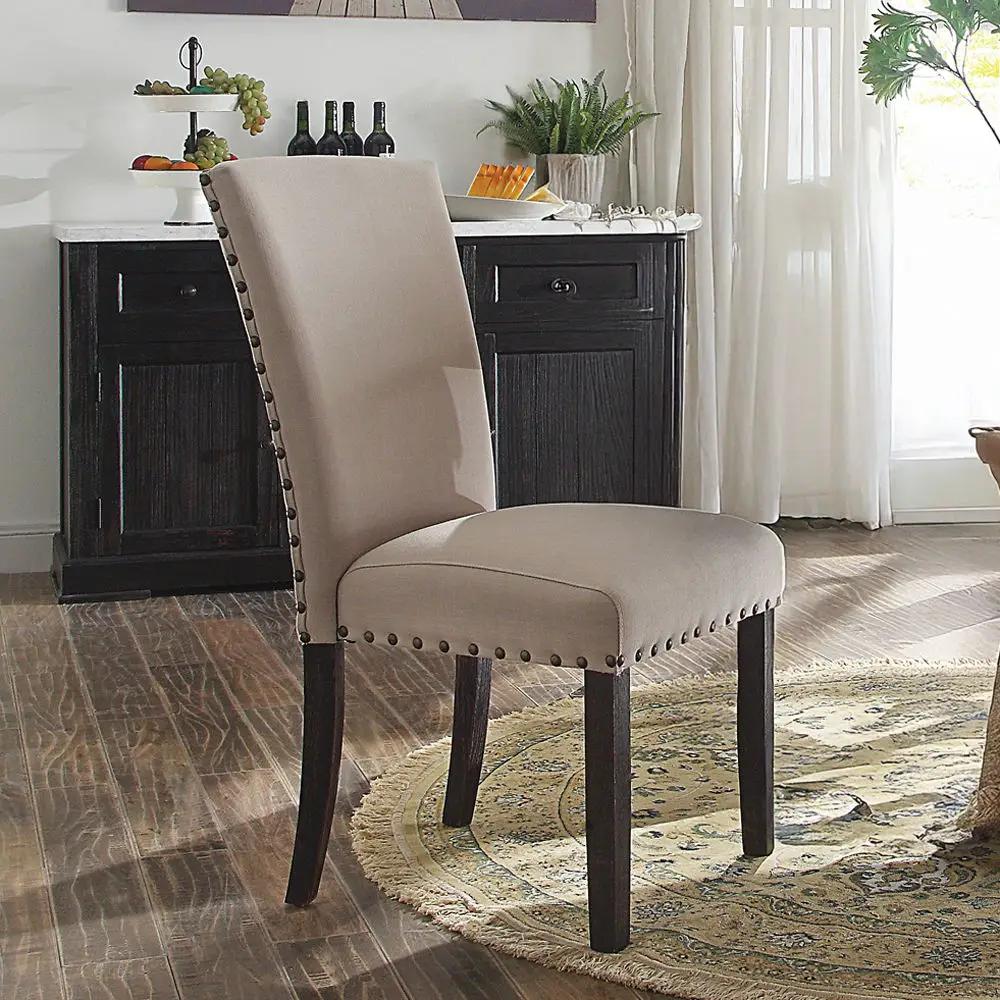 Nolan - Side Chair (Set of 2) - Linen & Salvage Dark Oak by Unique Piece Furniture