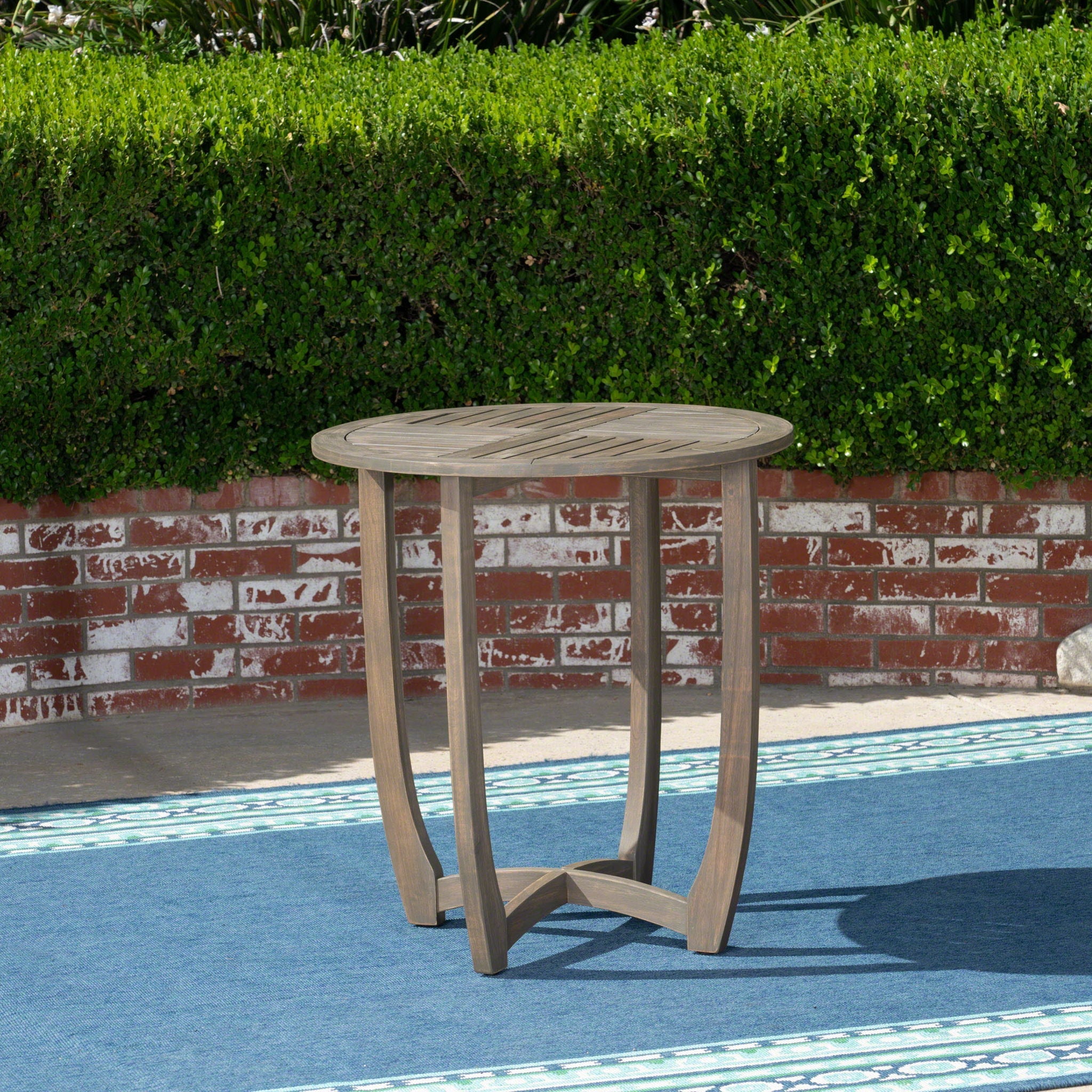 Hermosa Rustic Circular Bistro Table - Gray by HouseOfZazla
