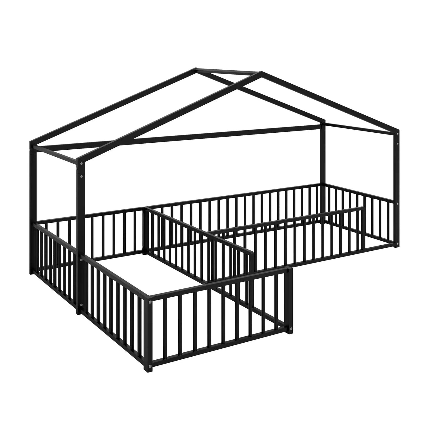 L-Shaped Montessori Bed For 2 Kids With Partitioned Fence by HouseOfZazla