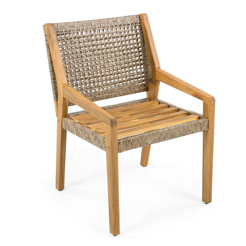 Outdoor Dining Chair Set - Acacia Wood and Wicker by HouseOfZazla