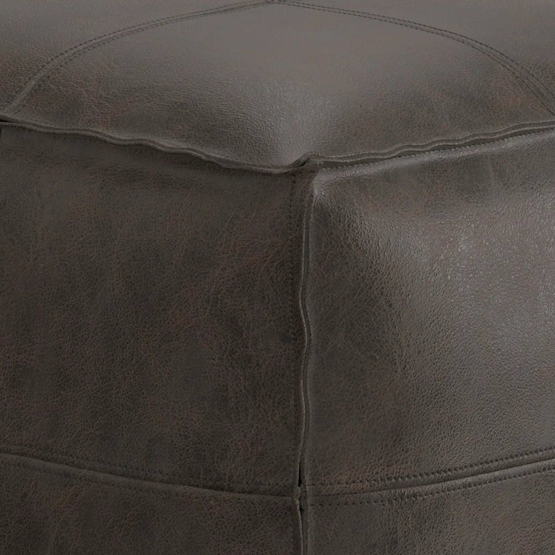 Sheffield - Square Pouf - Distressed Dark Brown by Unique Piece Furniture