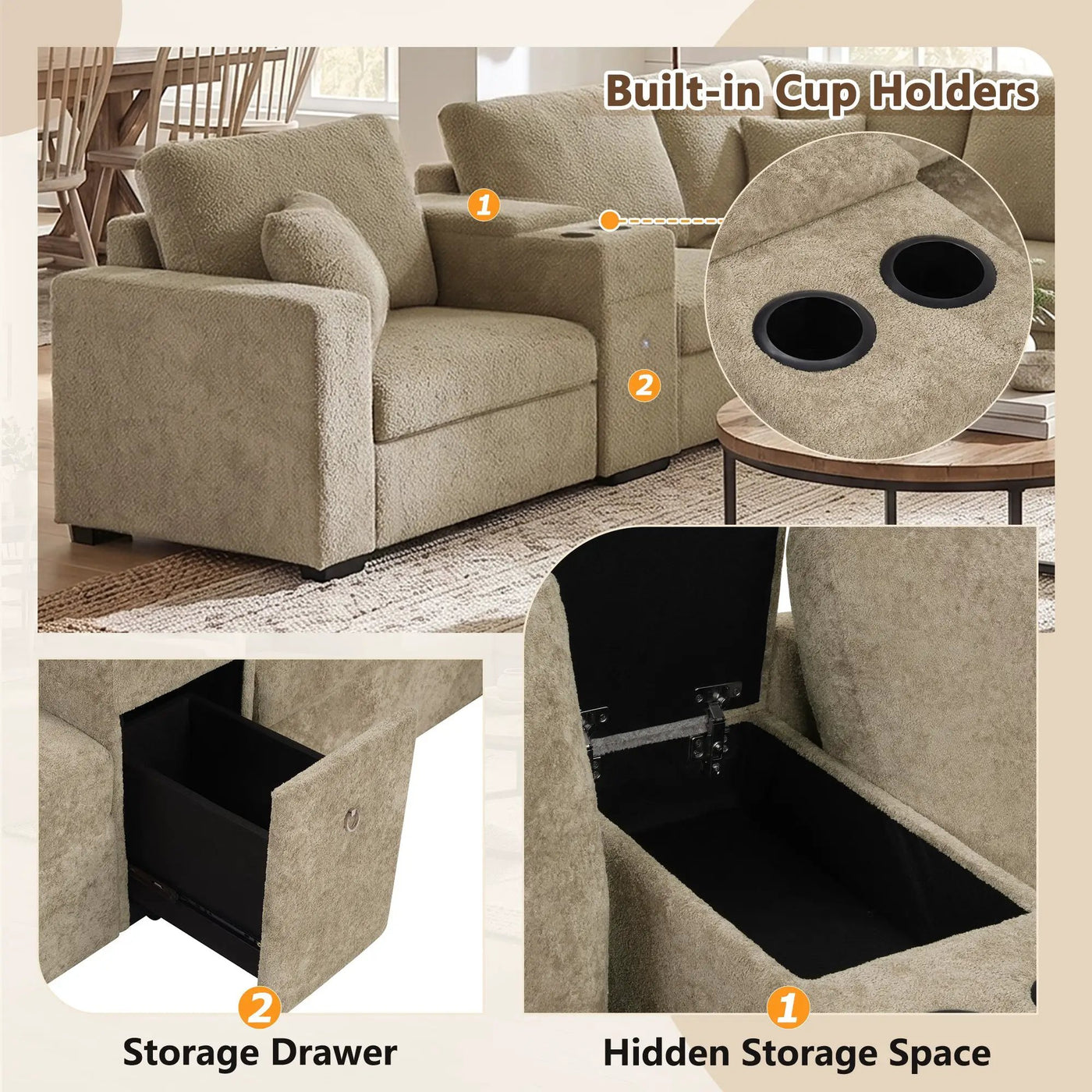 5-Seat Modular Sectional Sofa Couch by HouseOfZazla
